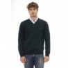 Elegante Maglione Verde In Lana Con Scollo A V - L