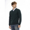 Elegante Maglione Verde In Lana Con Scollo A V - L