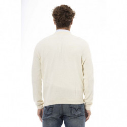 Maglione in lana con scollo a V senza tempo in bianco elegante - L