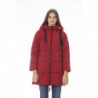Elegante piumino lungo rosso da donna - M