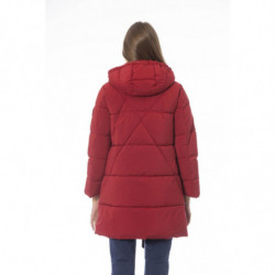 Elegante piumino lungo rosso da donna - L