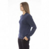 Elegante maglione blu con scollo a V e dettaglio a coste - L