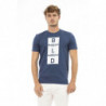 T-shirt chic in cotone blu con elegante stampa frontale - XL