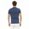 T-shirt chic in cotone blu con elegante stampa frontale - L