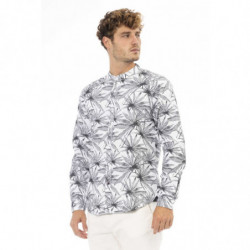 Elegante camicia grigia con colletto alla coreana da uomo - L