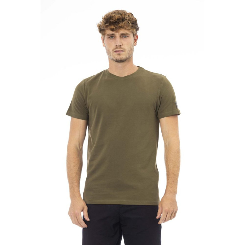 T-shirt girocollo con monogramma verde smeraldo - M
