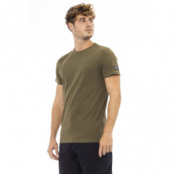 T-shirt girocollo con monogramma verde smeraldo - M