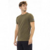 T-shirt girocollo con monogramma verde smeraldo - M