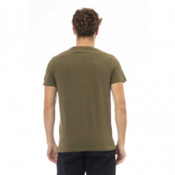 T-shirt girocollo con monogramma verde smeraldo - M