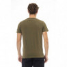 T-shirt girocollo con monogramma verde smeraldo - M