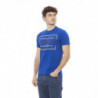 T-shirt chic in cotone blu con stampa frontale - L