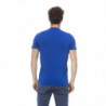 T-shirt chic in cotone blu con stampa frontale - L