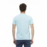 Elegante maglietta in cotone azzurro con stampa chic - L