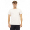 T-shirt a maniche corte con monogramma e girocollo - Bianca - XL