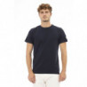 T-shirt con monogramma girocollo chic in blu - XL