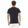 T-shirt con monogramma girocollo chic in blu - L