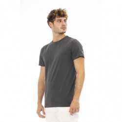 Elegante maglietta girocollo con monogramma grigio - XL