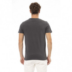 Elegante maglietta girocollo con monogramma grigio - XL