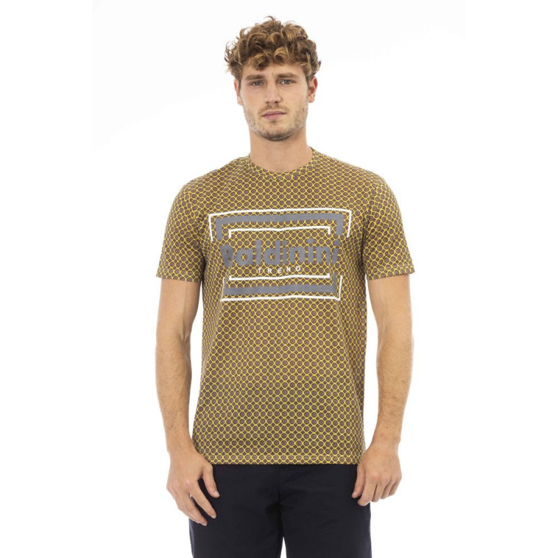 Elegante maglietta in cotone grigio con stampa frontale - L