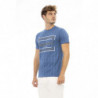 T-shirt elegante in cotone blu a maniche corte - XL