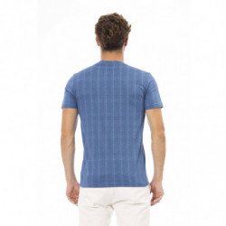 T-shirt elegante in cotone blu a maniche corte - XL