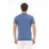 T-shirt elegante in cotone blu a maniche corte - XL
