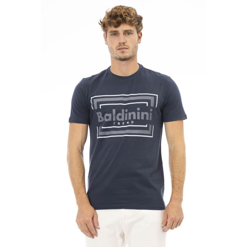 T-shirt elegante in cotone blu a maniche corte - XL