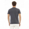 Sofisticata T-shirt in cotone grigio con stampa frontale - L