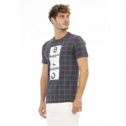 Sofisticata T-shirt in cotone grigio con stampa frontale - XL