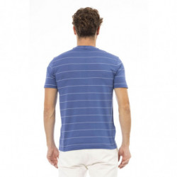 T-shirt chic in cotone blu con iconica stampa frontale - L