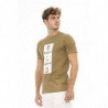 T-shirt chic in cotone grigio con stampa frontale - S