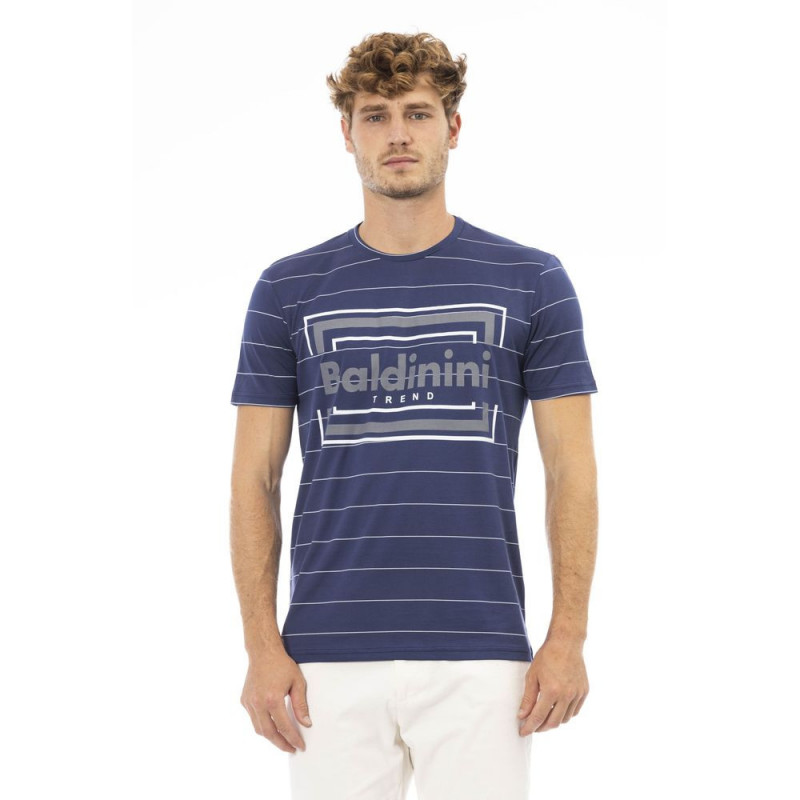 T-shirt in cotone a maniche corte stampata blu chic - L