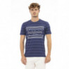T-shirt in cotone a maniche corte stampata blu chic - L