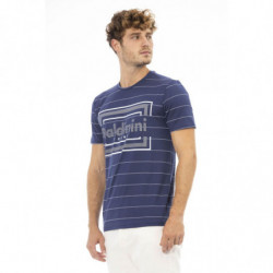 T-shirt in cotone a maniche corte stampata blu chic - L