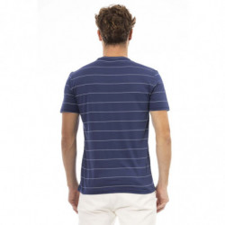 T-shirt in cotone a maniche corte stampata blu chic - L