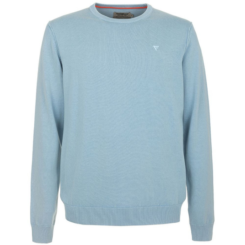 Maglione in cotone azzurro - S