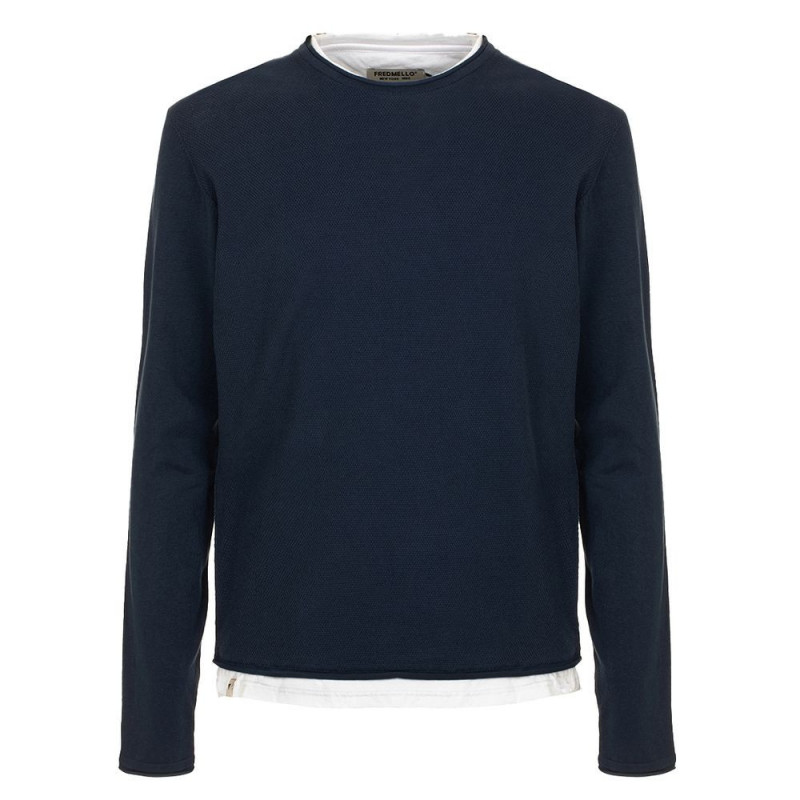 Maglione in cotone blu - S