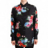 Top in polo con colletto con stampa floreale nera - IT42-M