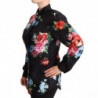 Top in polo con colletto con stampa floreale nera - IT42-M