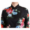 Top in polo con colletto con stampa floreale nera - IT42-M