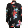 Top in polo con colletto con stampa floreale nera - IT42-M