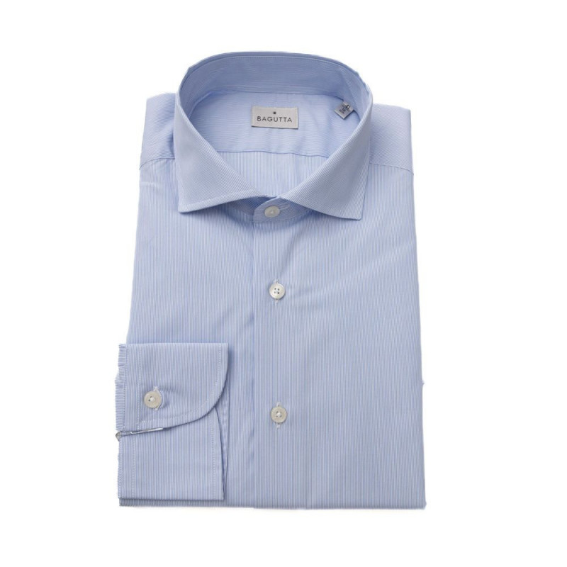 Camicia Elegante in Cotone Azzurro con Collo Francese - XL
