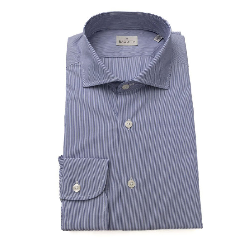 Camicia Elegante Azzurra Vestibilità Media con Collo Francese - L