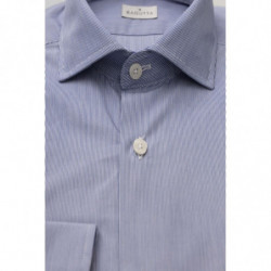 Camicia Elegante Azzurra Vestibilità Media con Collo Francese - L
