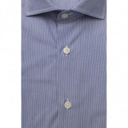 Camicia Elegante Azzurra Vestibilità Media con Collo Francese - L