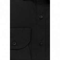 Elegante camicia nera slim-fit con colletto francese - L