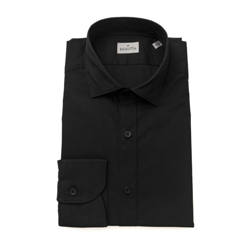 Elegante camicia nera slim-fit con colletto francese - 4XL