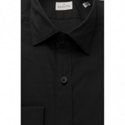 Elegante camicia nera slim-fit con colletto francese - 4XL