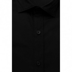 Elegante camicia nera slim-fit con colletto francese - 4XL