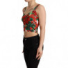 Top corto a cuore in viscosa con stampa geranio rosso - IT36 - XS